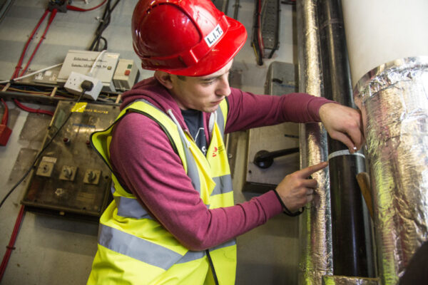Engineer working on construction